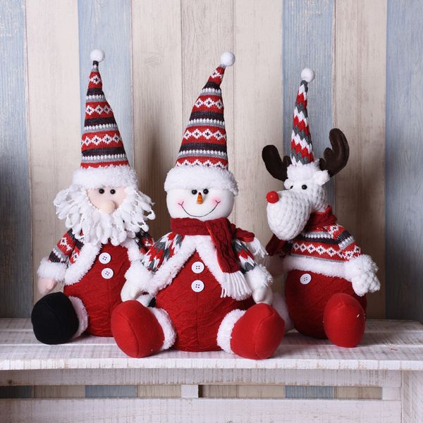christmas dolls retractable santa claus snowman elk toys xmas figurines christmas gift for kid red xmas tree ornament big size outdoor